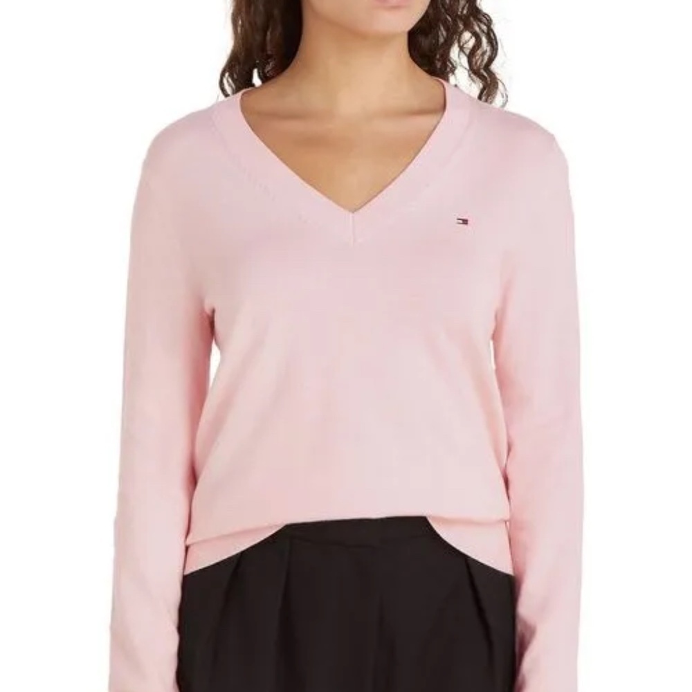 Tommy Hilfiger V-Neck Jumper | Light Pink | Size Small